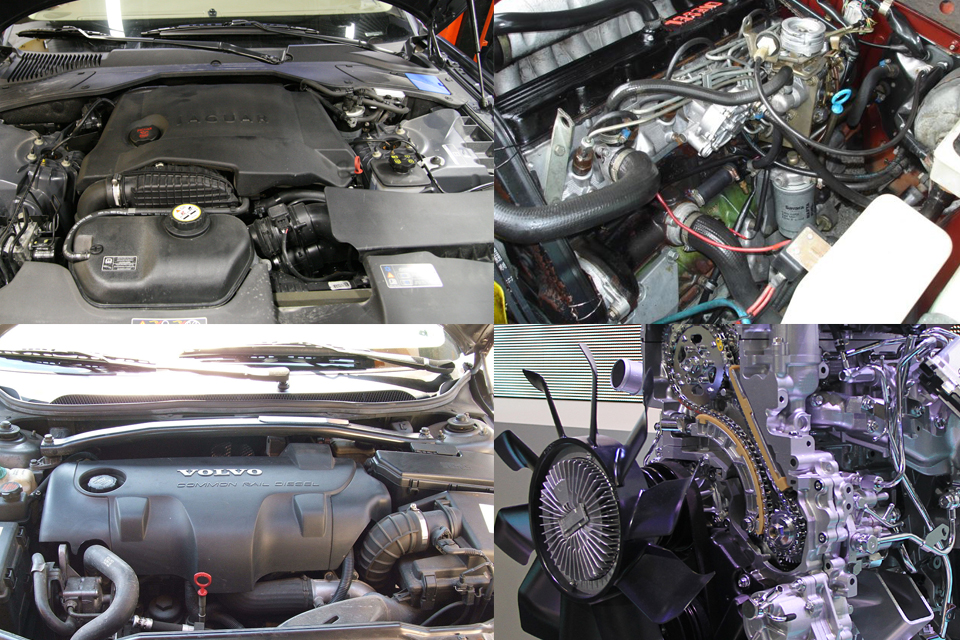 自動車のディーゼルエンジンと非常用発電機のエンジン部分